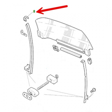 USED Door Glass Guide, Top of Front Guide Rail GJA1049AC